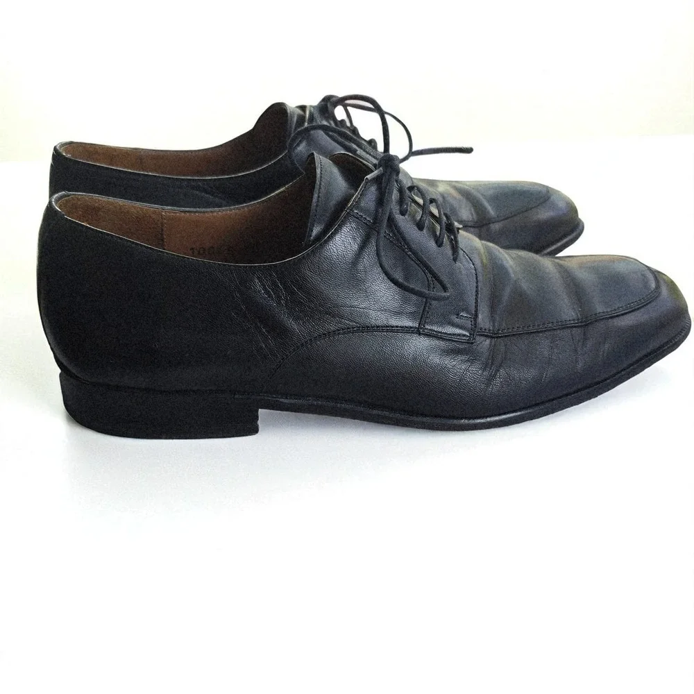 Magnanni Mens‎ Black Leather Lace Up Oxfords Dress Shoes EU 43.5 US 10 M Spain